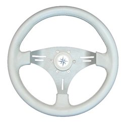 Рулевое колесо MANTA обод белый,  черный спицы серебряные д. 355 мм